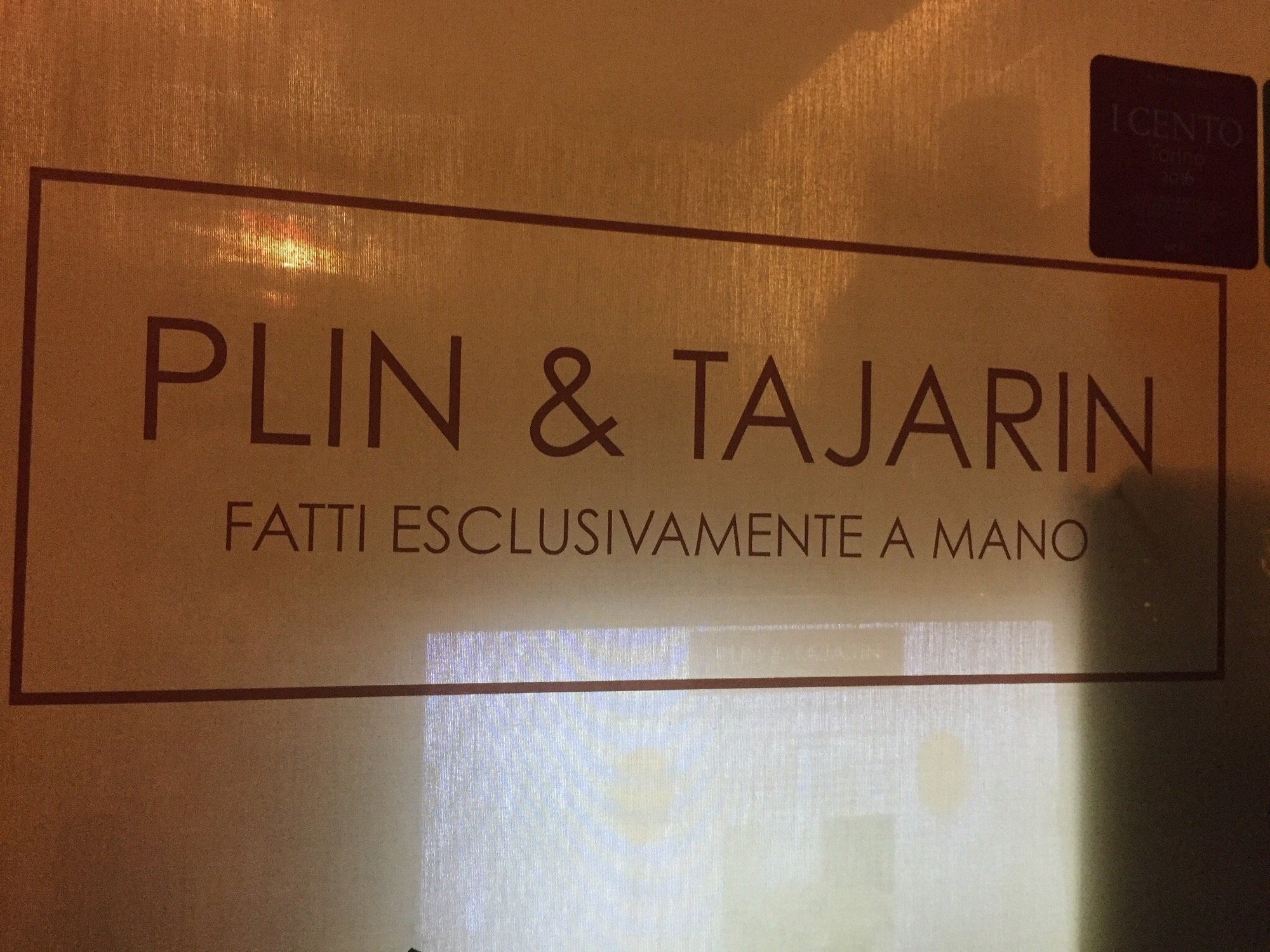 Plin and Tajarin restaurant sign - Fatti Esclusivamente a Mano